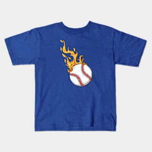 Baseball On Fire Kids T-Shirt